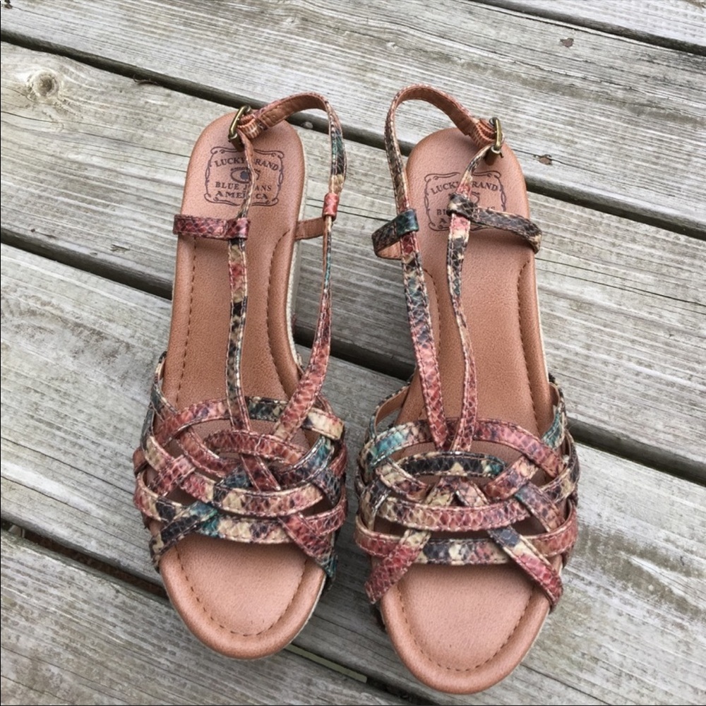 Lucky Brand Multicolor Platform Wedge Sand